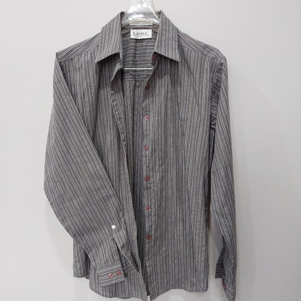 Vintage Tabi Women's Sz S Brown White Striped Buttoned Down Long Sleeve Shirt